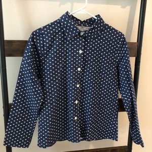 Blue top with hearts